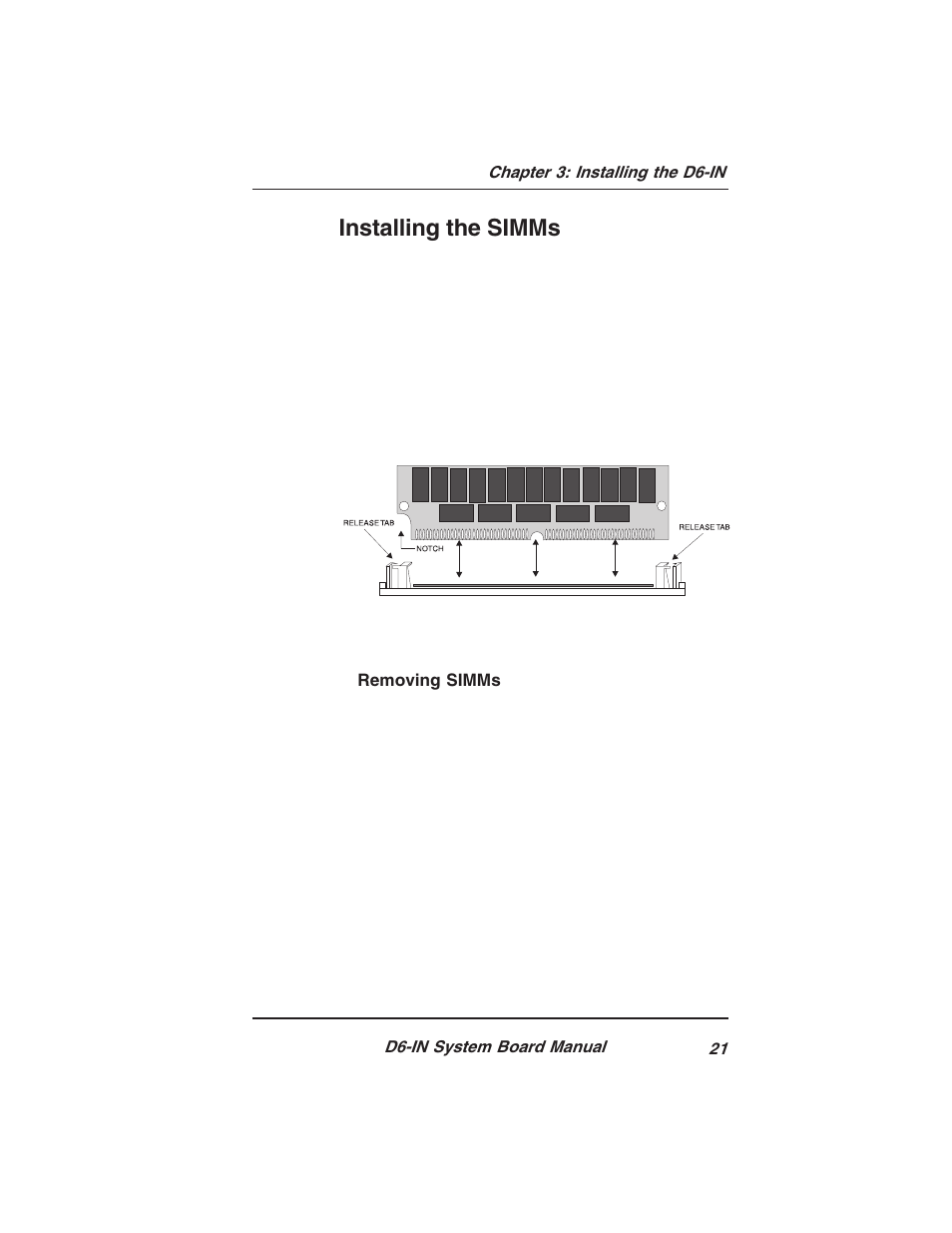 Installing the simms | Star Micronics PCI/ISA System Board D6-IN User Manual | Page 23 / 71