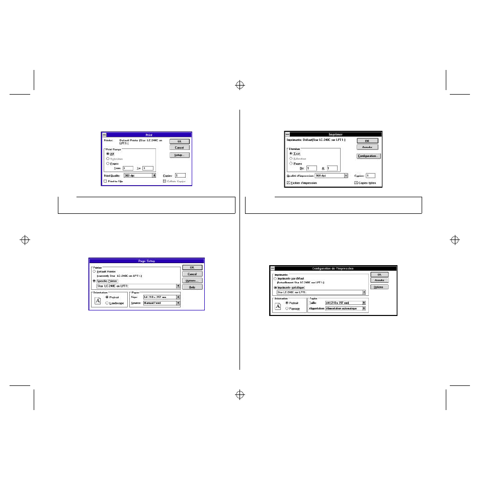 Printing a document, Impression d’un document | Star Micronics LC-240 User Manual | Page 68 / 131