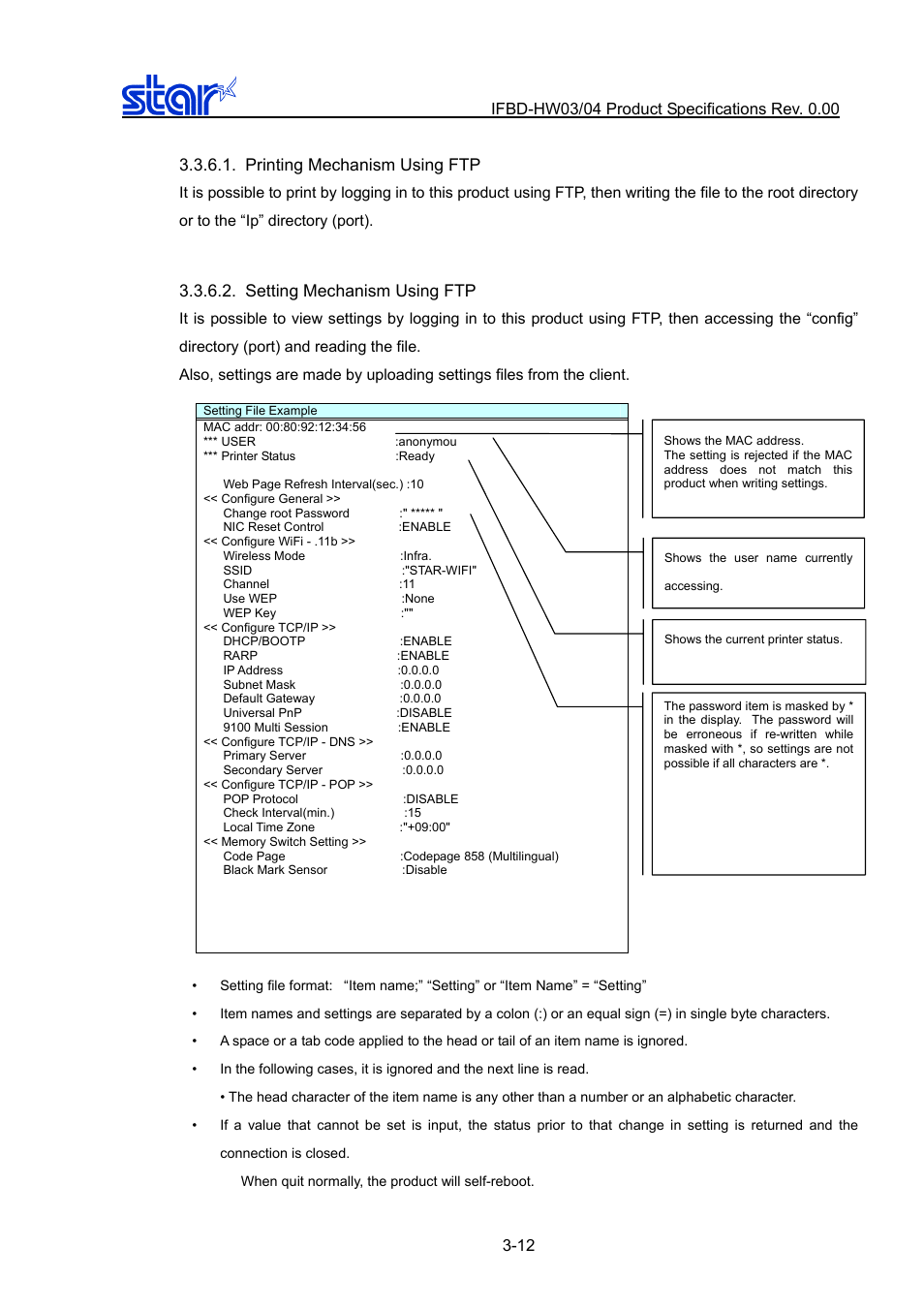 Printing mechanism using ftp, Setting mechanism using ftp, Printing mechanism using ftp -12 | Setting mechanism using ftp -12 | Star Micronics IFBD-HW03/04 User Manual | Page 19 / 47