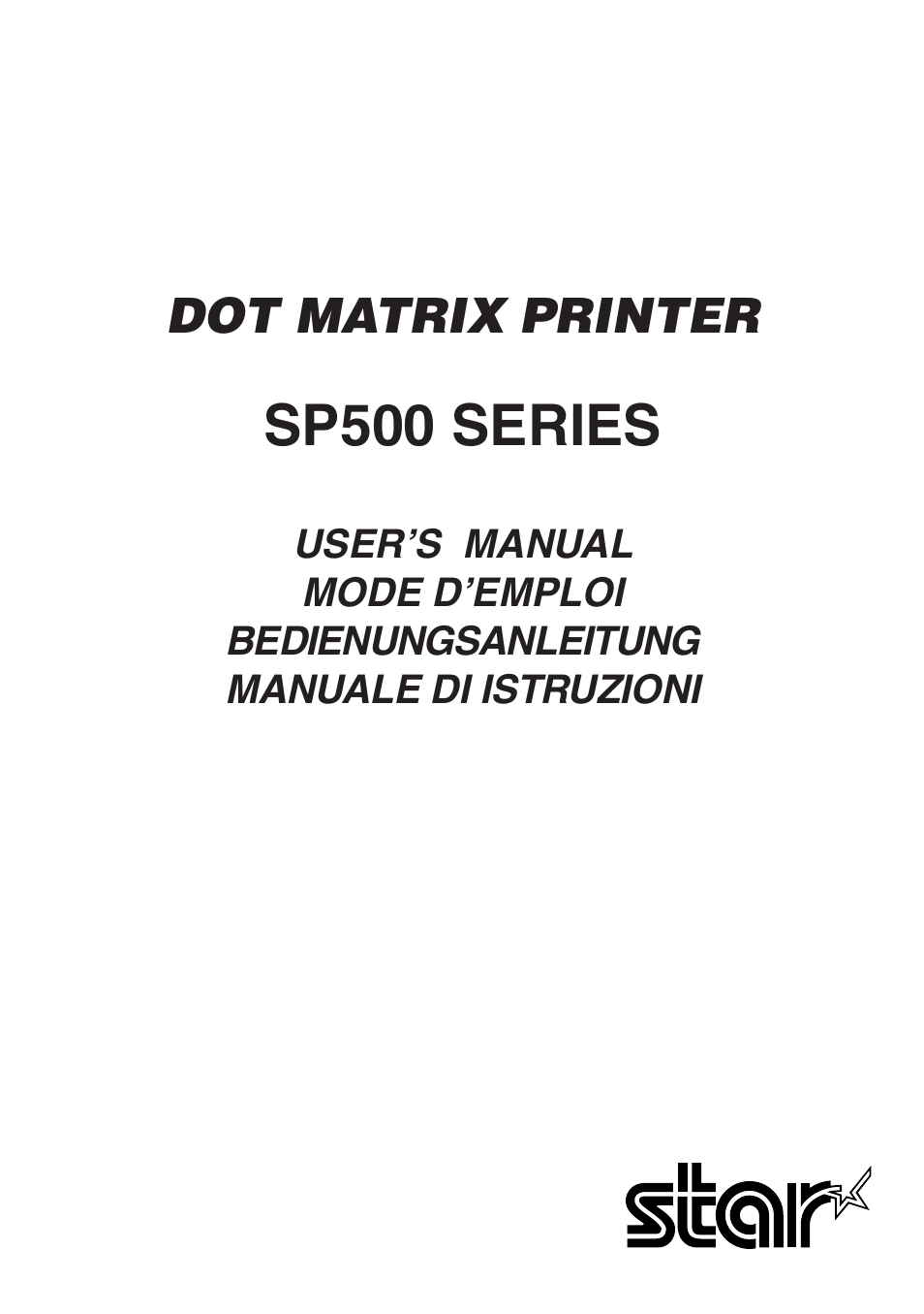 Star Micronics SP500 Series User Manual | 124 pages