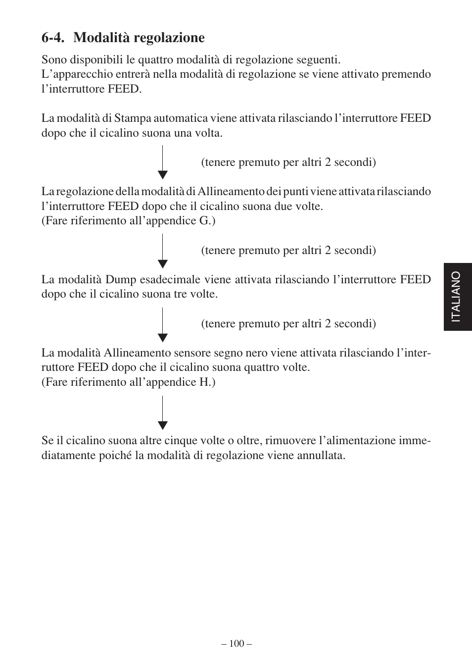 4. modalità regolazione | Star Micronics SP500 Series User Manual | Page 103 / 124