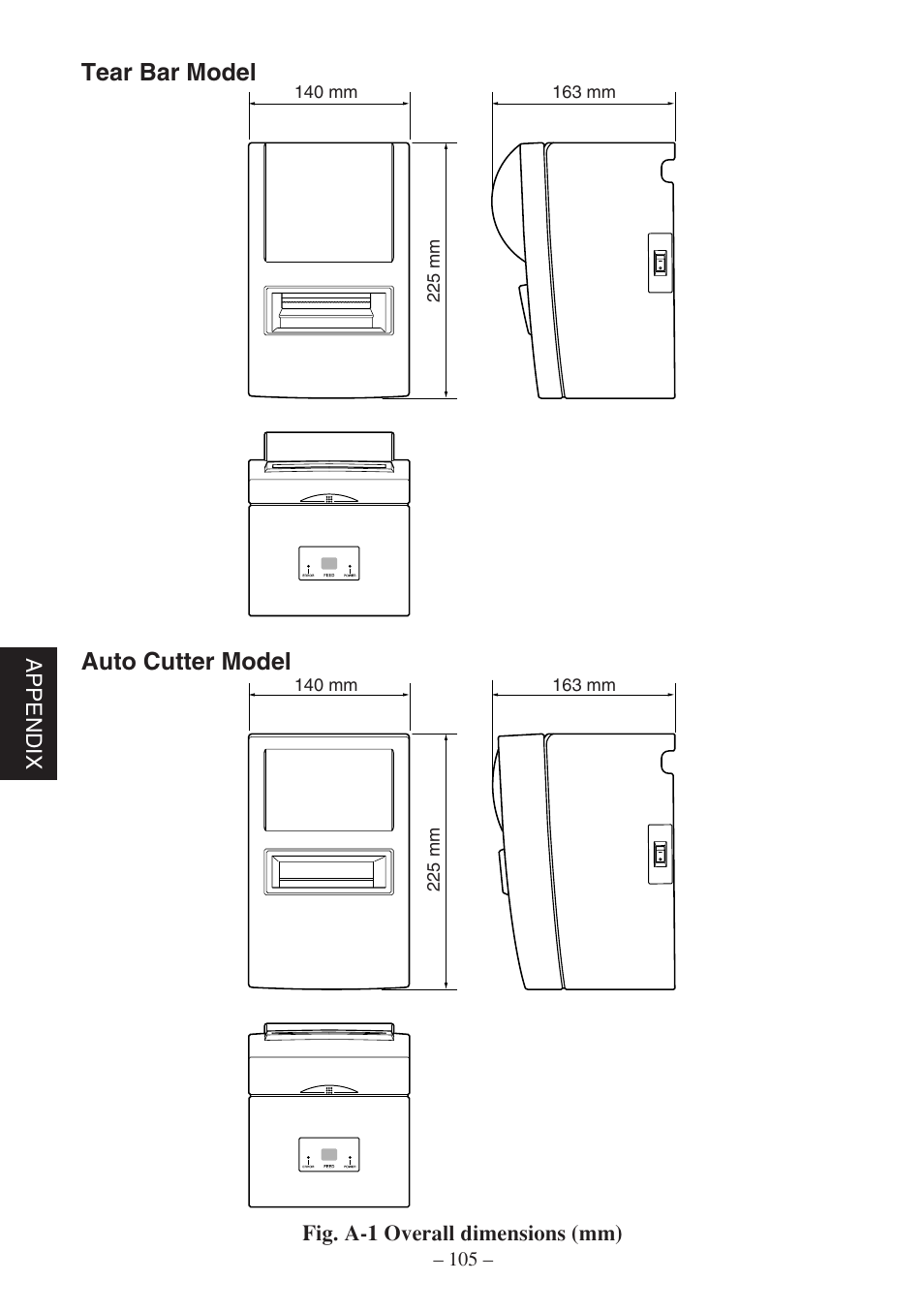 Tear bar model auto cutter model | Star Micronics SP500 Series User Manual | Page 108 / 124