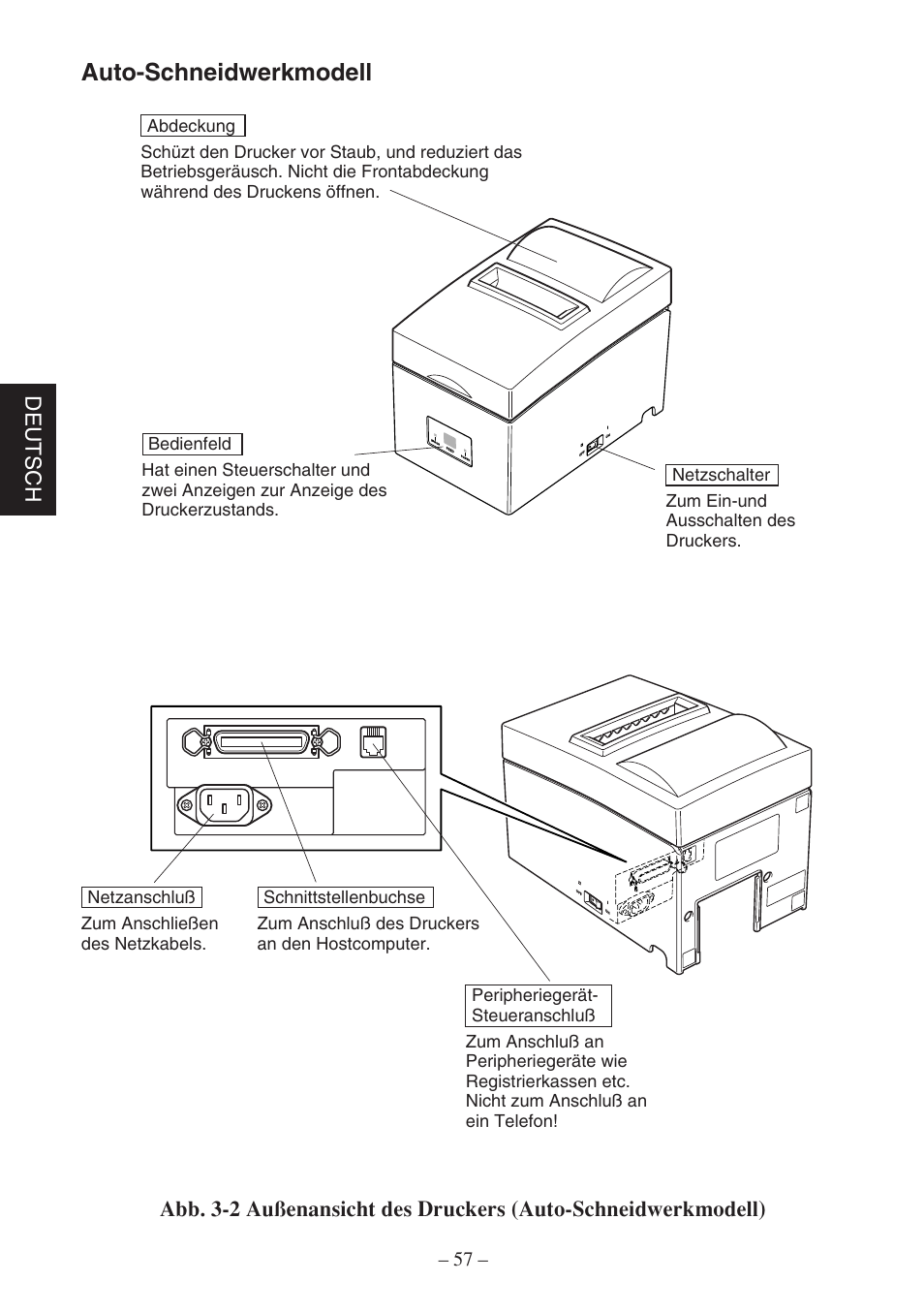 Auto-schneidwerkmodell, Deutsch | Star Micronics SP500 Series User Manual | Page 60 / 124