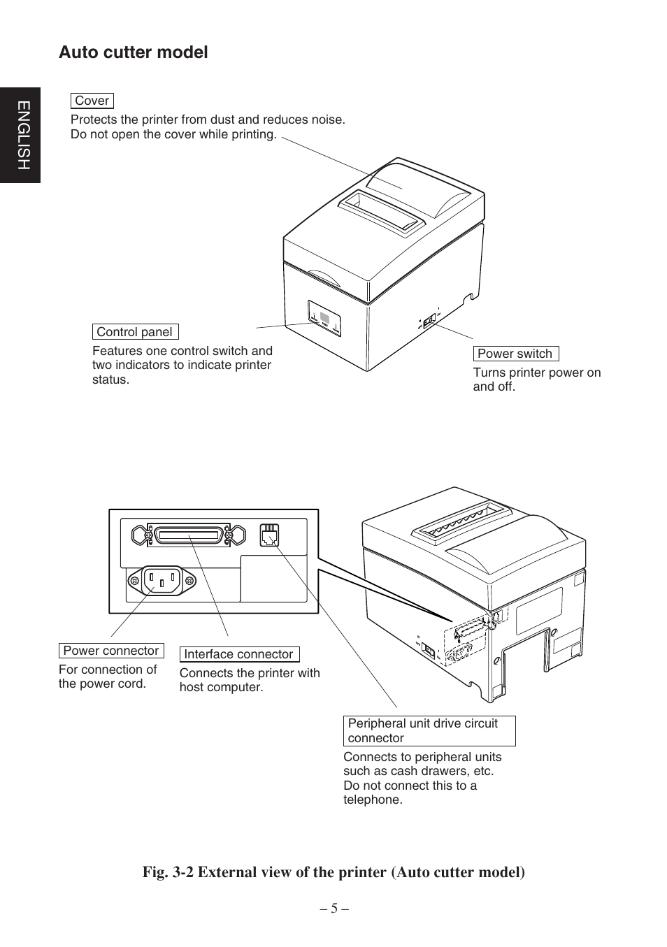 Auto cutter model, English | Star Micronics SP500 Series User Manual | Page 8 / 124