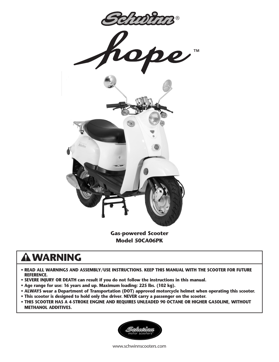 Schwinn Motor Scooters 50CA06PK User Manual | 20 pages