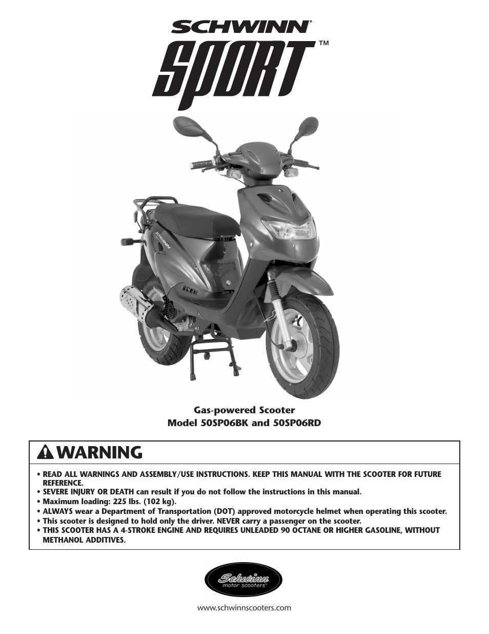 Schwinn Motor Scooters 50SP06BK User Manual | 20 pages