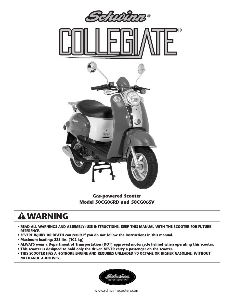 Schwinn Motor Scooters 50CG06SV User Manual | 20 pages