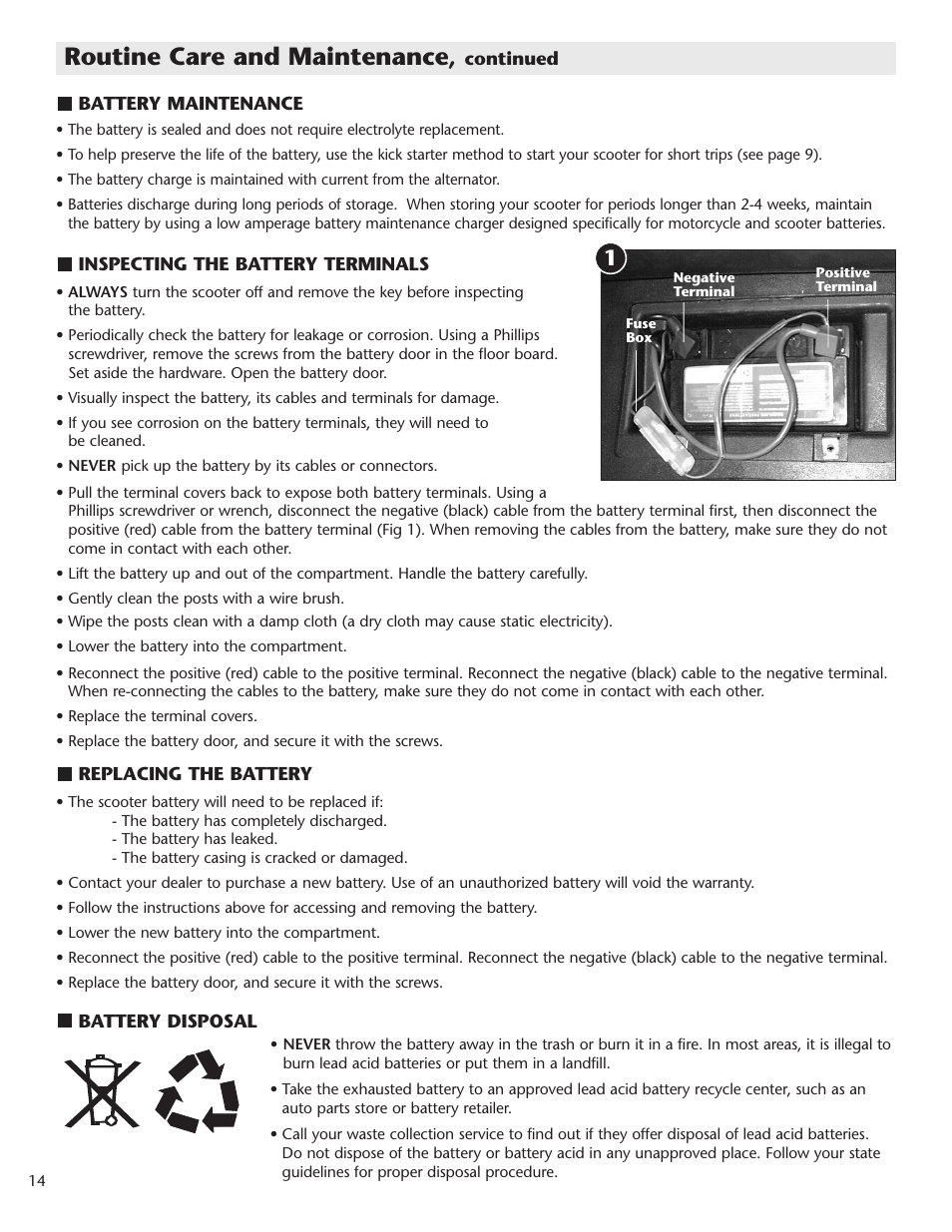 Routine care and maintenance | Schwinn Motor Scooters 50CG06SV User Manual | Page 16 / 20
