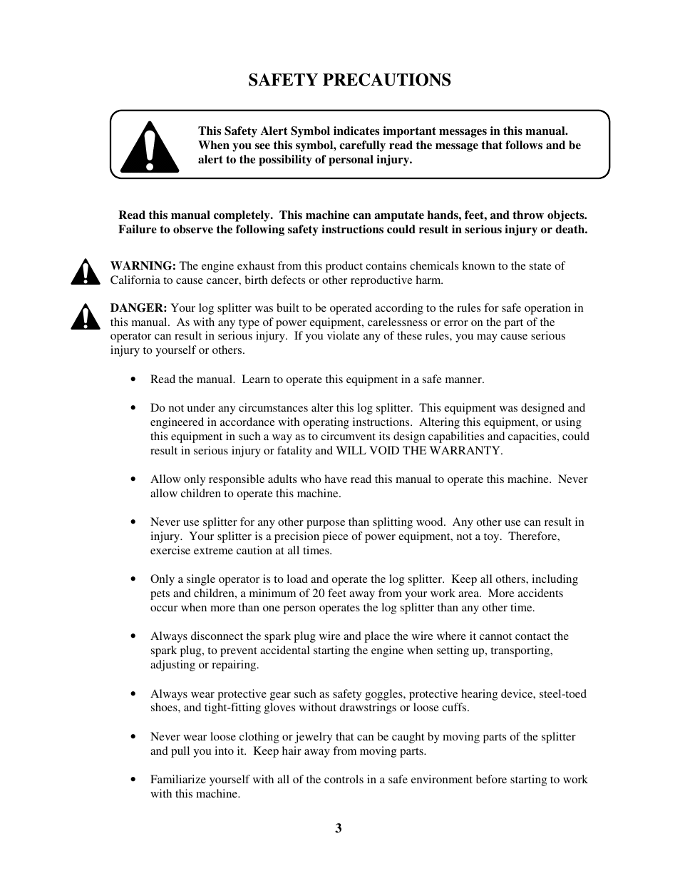 Safety precautions | Swisher LS728C User Manual | Page 3 / 20