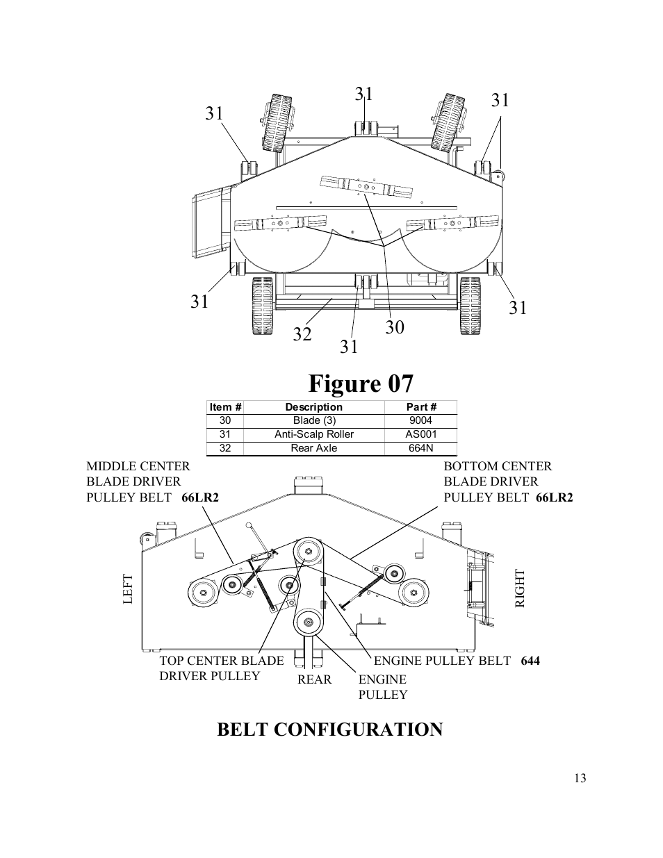 Figure 07, Belt configuration | Swisher T1360 User Manual | Page 13 / 20