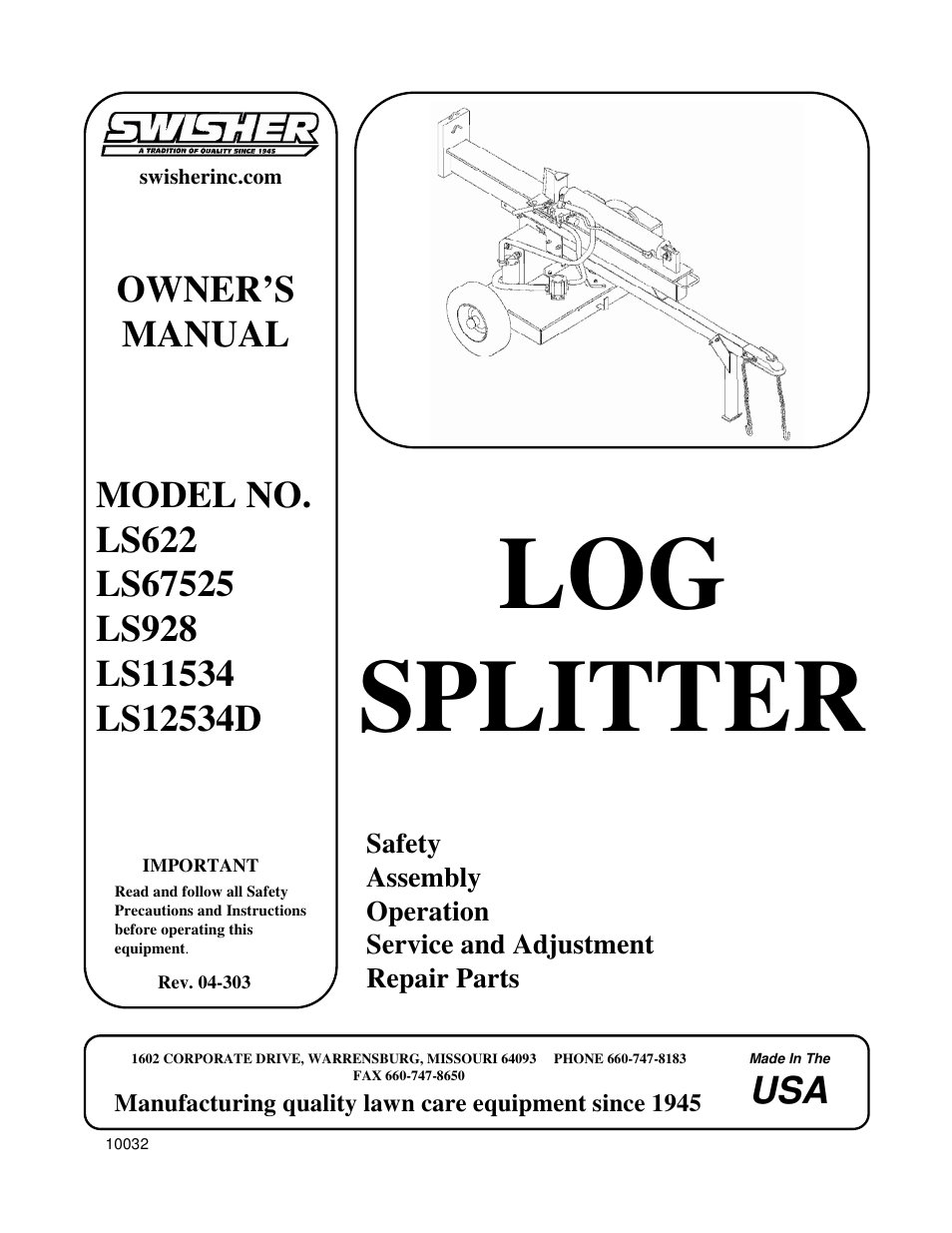 Swisher LS12534D User Manual | 24 pages