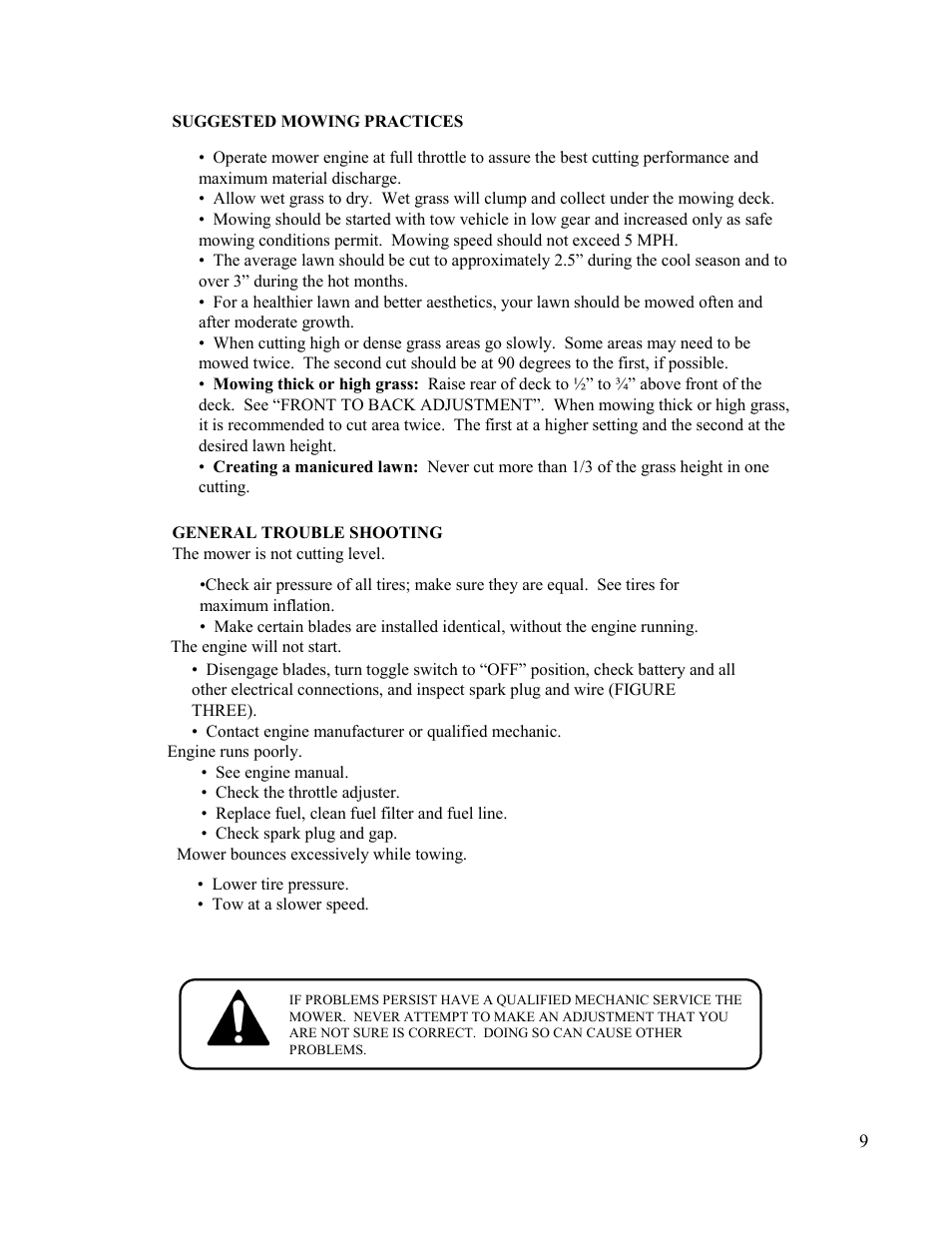 Swisher T11044 User Manual | Page 9 / 20