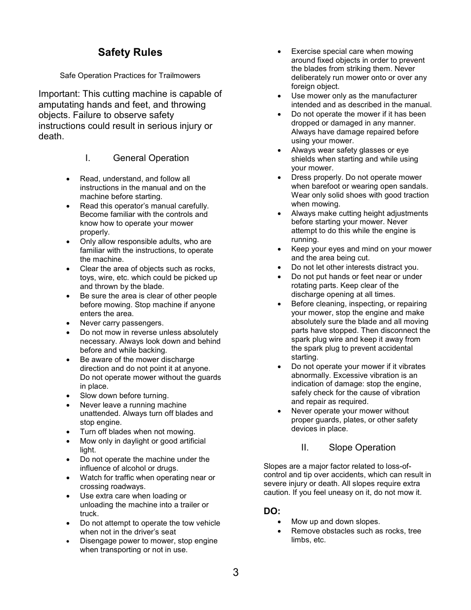 Safety rules | Swisher T1360 User Manual | Page 3 / 24