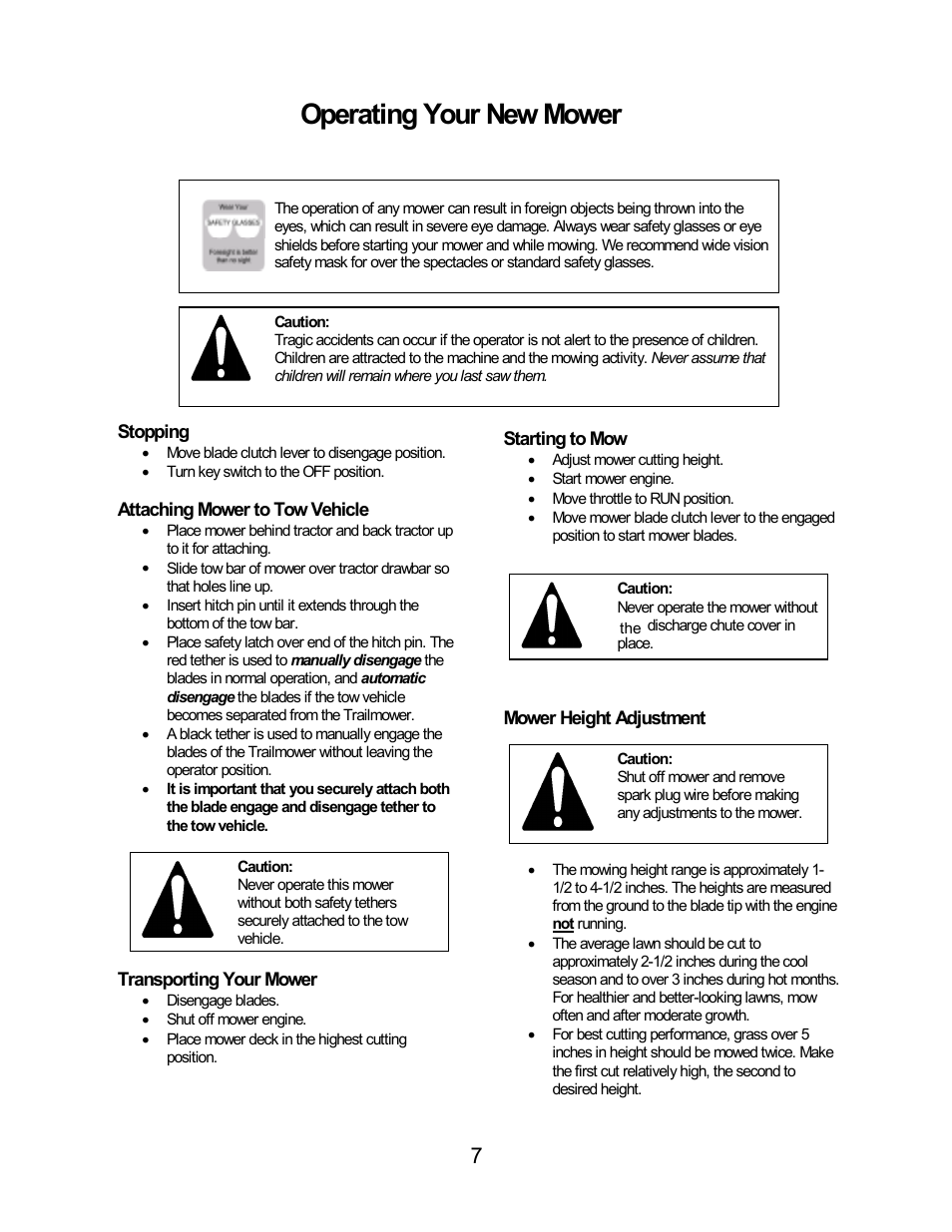 Operating your new mower | Swisher T1360 User Manual | Page 7 / 24