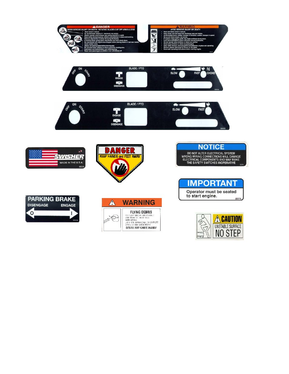 Decals not shown | Swisher ZT1436B User Manual | Page 6 / 28