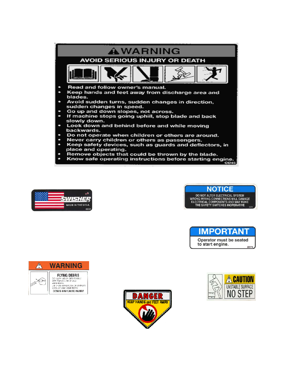 Symbols & decals | Swisher ZT2460 User Manual | Page 6 / 40