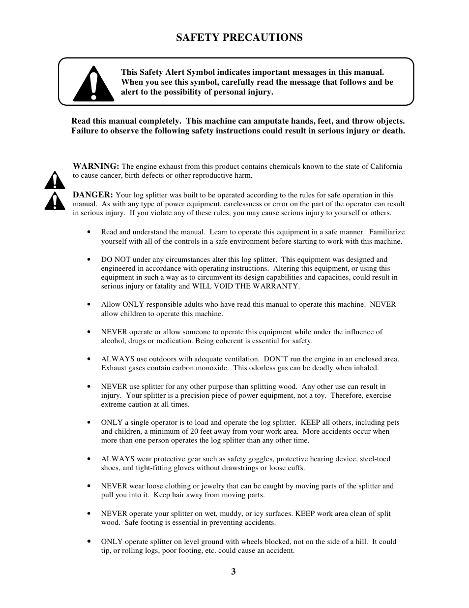 Safety precautions | Swisher LS722X User Manual | Page 3 / 16