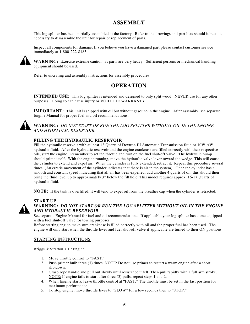 Assembly, Operation | Swisher LS722X User Manual | Page 5 / 16