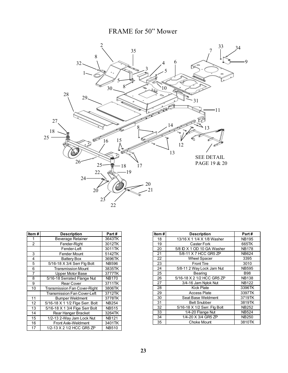 Frame for 50” mower | Swisher ZT18542 EN User Manual | Page 23 / 32