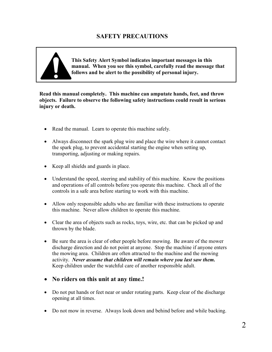 Swisher FT1150 User Manual | Page 2 / 20