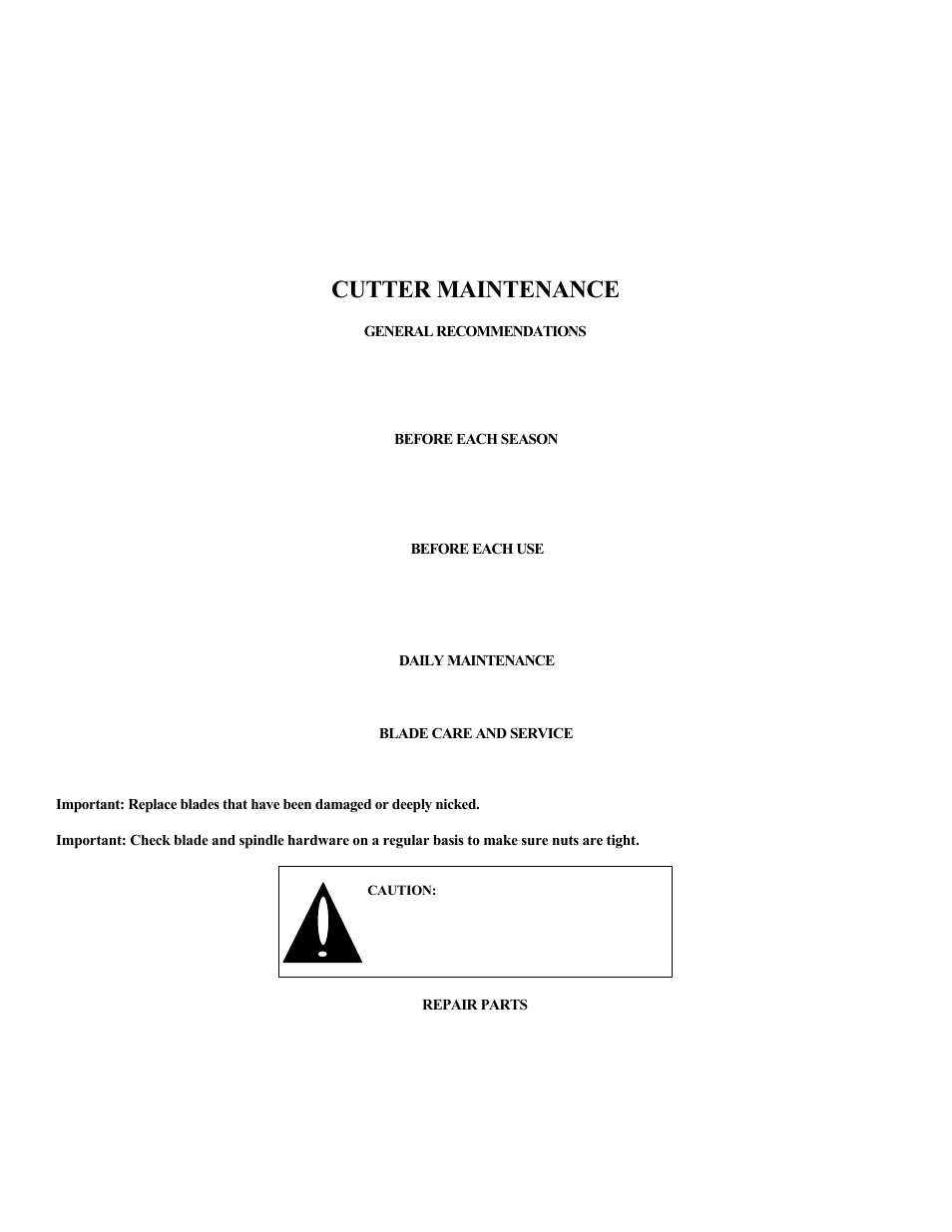 Cutter maintenance | Swisher RT10544 User Manual | Page 10 / 15