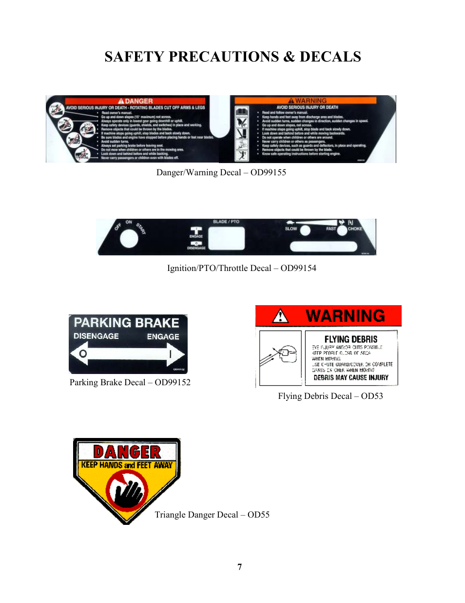 Safety precautions & decals | Swisher ZT17542 User Manual | Page 7 / 24