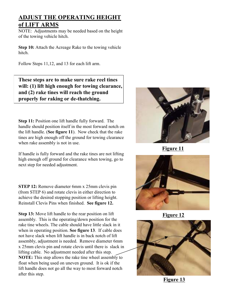 Adjust the operating height of lift arms | Swisher ACR-500 User Manual | Page 9 / 12