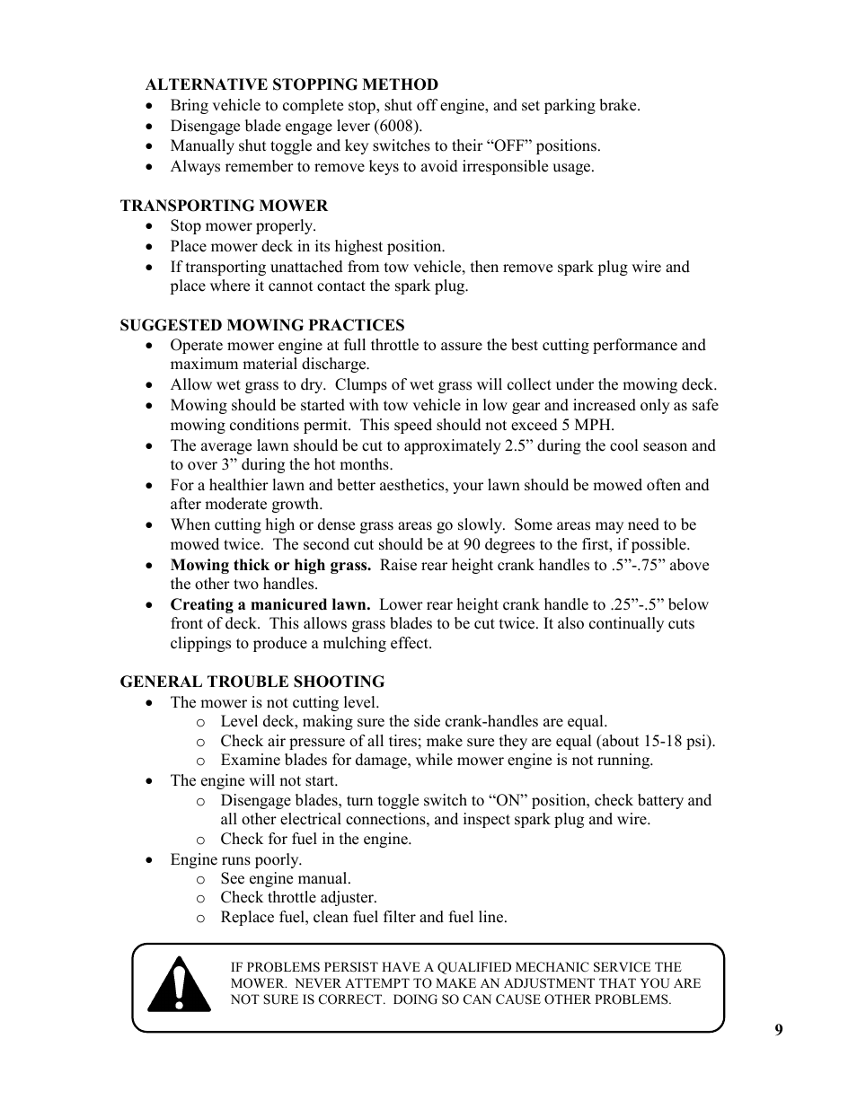Swisher T1360T User Manual | Page 9 / 16