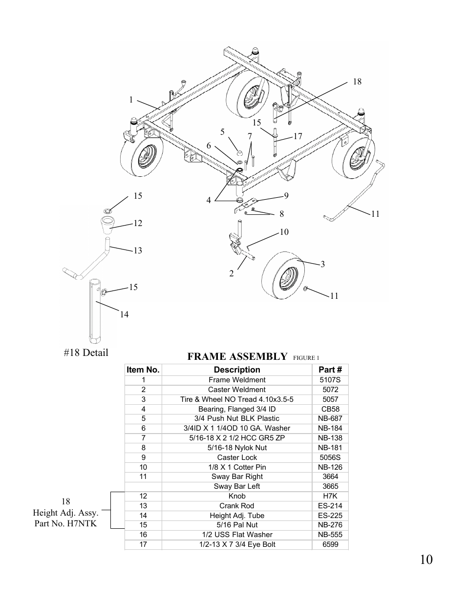 Frame assembly, 18 detail | Swisher POL 10550 User Manual | Page 10 / 16