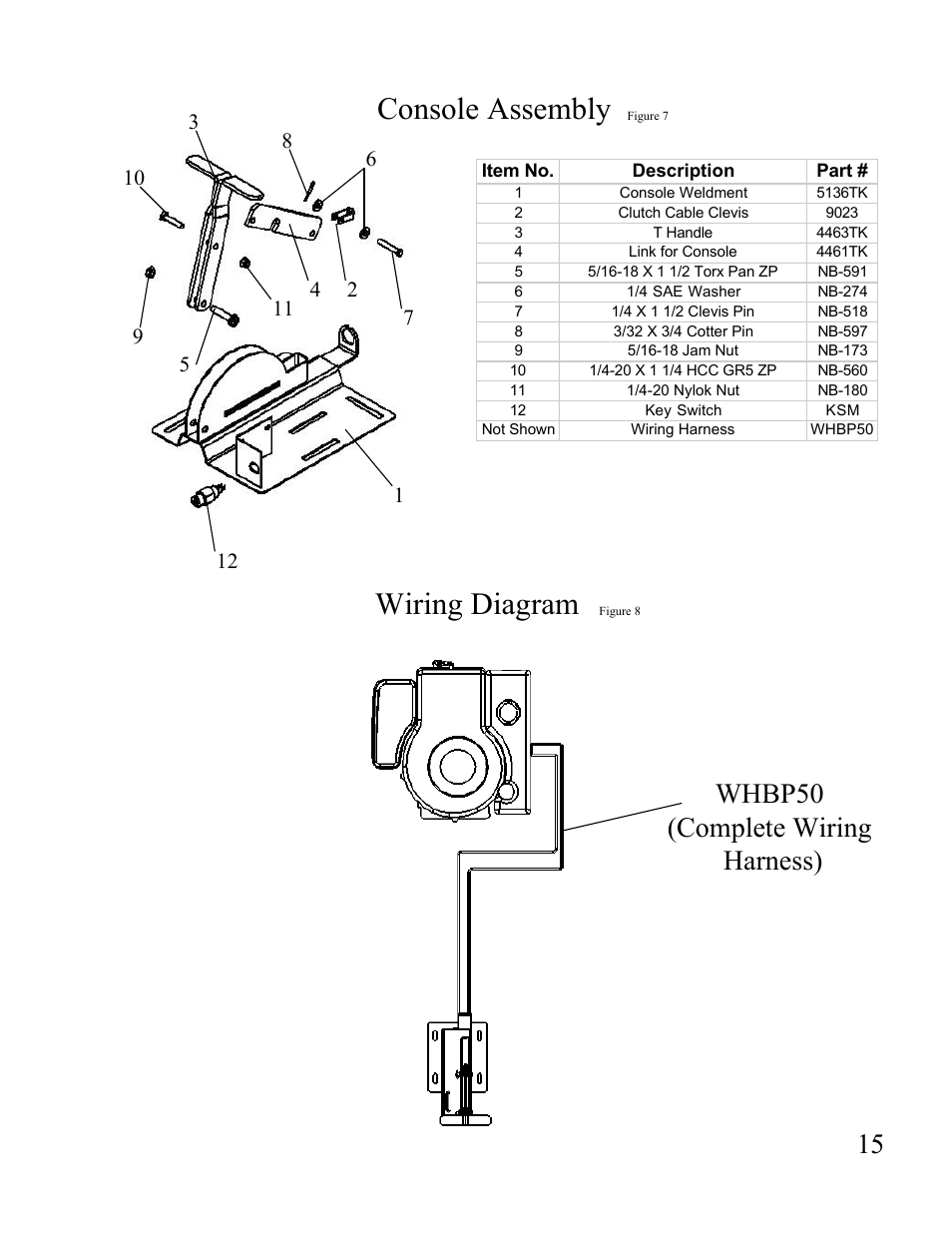 Console assembly wiring diagram, Whbp50 (complete wiring harness) | Swisher POL 10550 User Manual | Page 15 / 16
