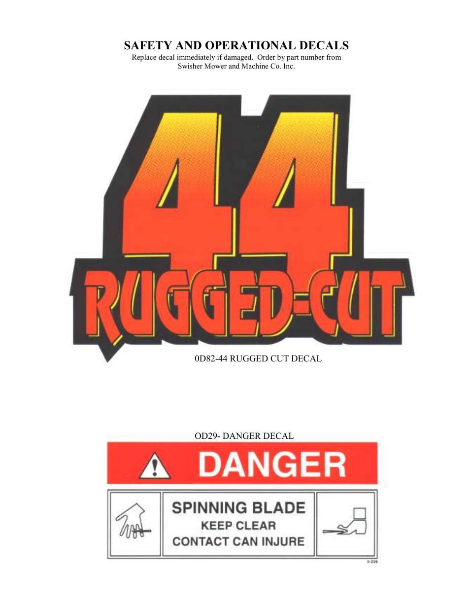 Safety and operational decals | Swisher RT105441 User Manual | Page 6 / 18