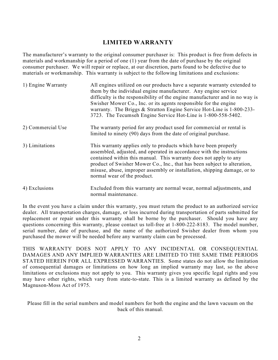 Swisher LV5537 User Manual | Page 2 / 12