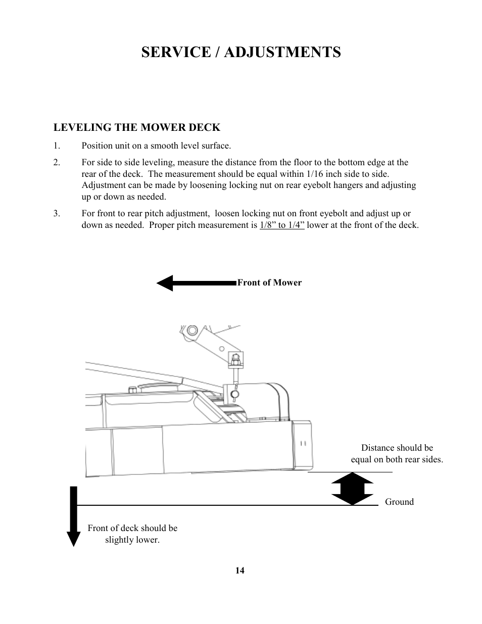 Service / adjustments | Swisher ZT1436  EN User Manual | Page 14 / 28