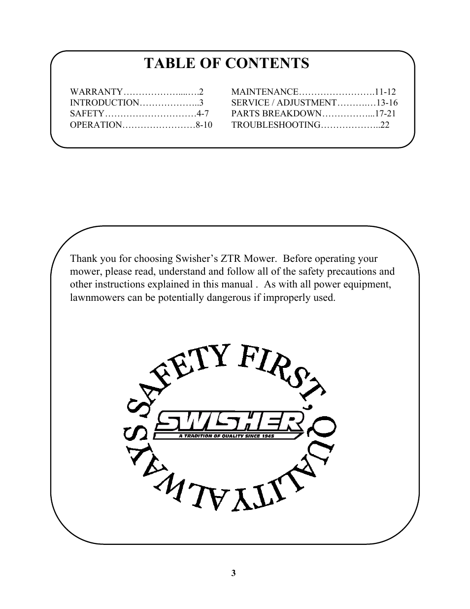 Swisher ZT13536 User Manual | Page 3 / 23