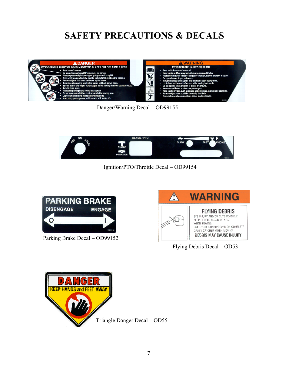 Safety precautions & decals | Swisher ZT13536 User Manual | Page 7 / 23