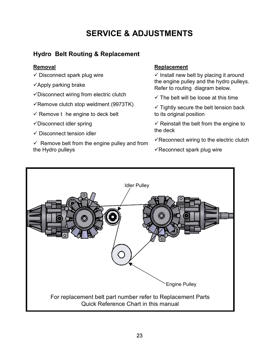 Service & adjustments | Swisher ZT2560 User Manual | Page 23 / 40