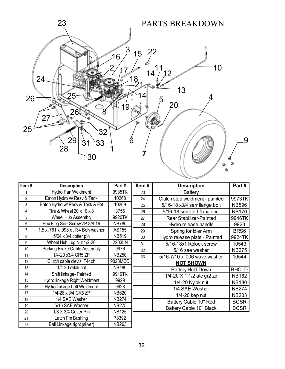 Parts breakdown | Swisher ZT2560 User Manual | Page 32 / 40