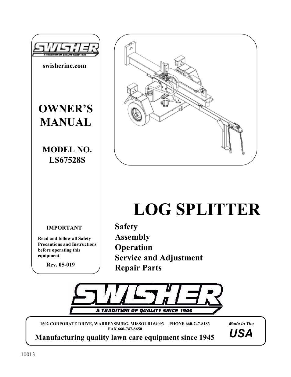 Swisher LS67528S User Manual | 12 pages