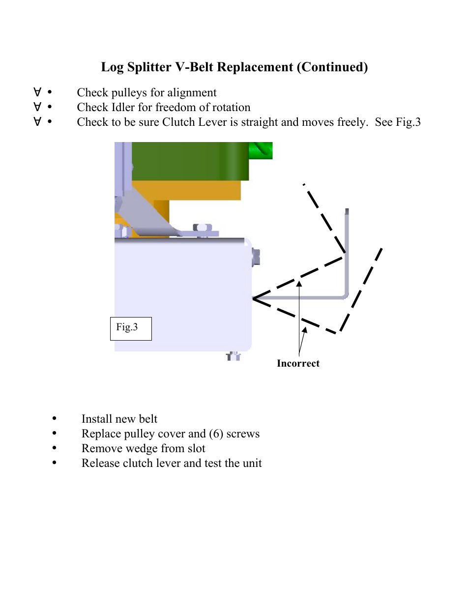 Log splitter v-belt replacement (continued) | Swisher LS934 User Manual | Page 12 / 16