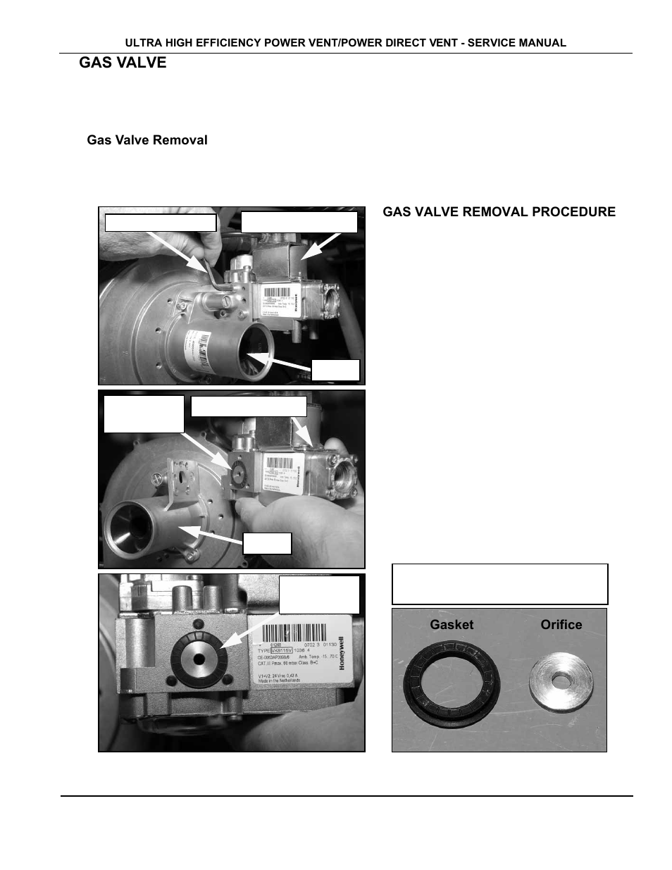 Gas valve, Gas valve removal | State Industries GP650YTPDT User Manual | Page 16 / 54