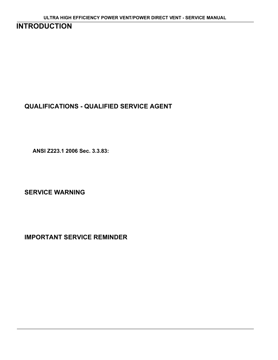 Introduction, Qualifications - qualified service agent, Service warning | Important service reminder | State Industries GP650YTPDT User Manual | Page 3 / 54