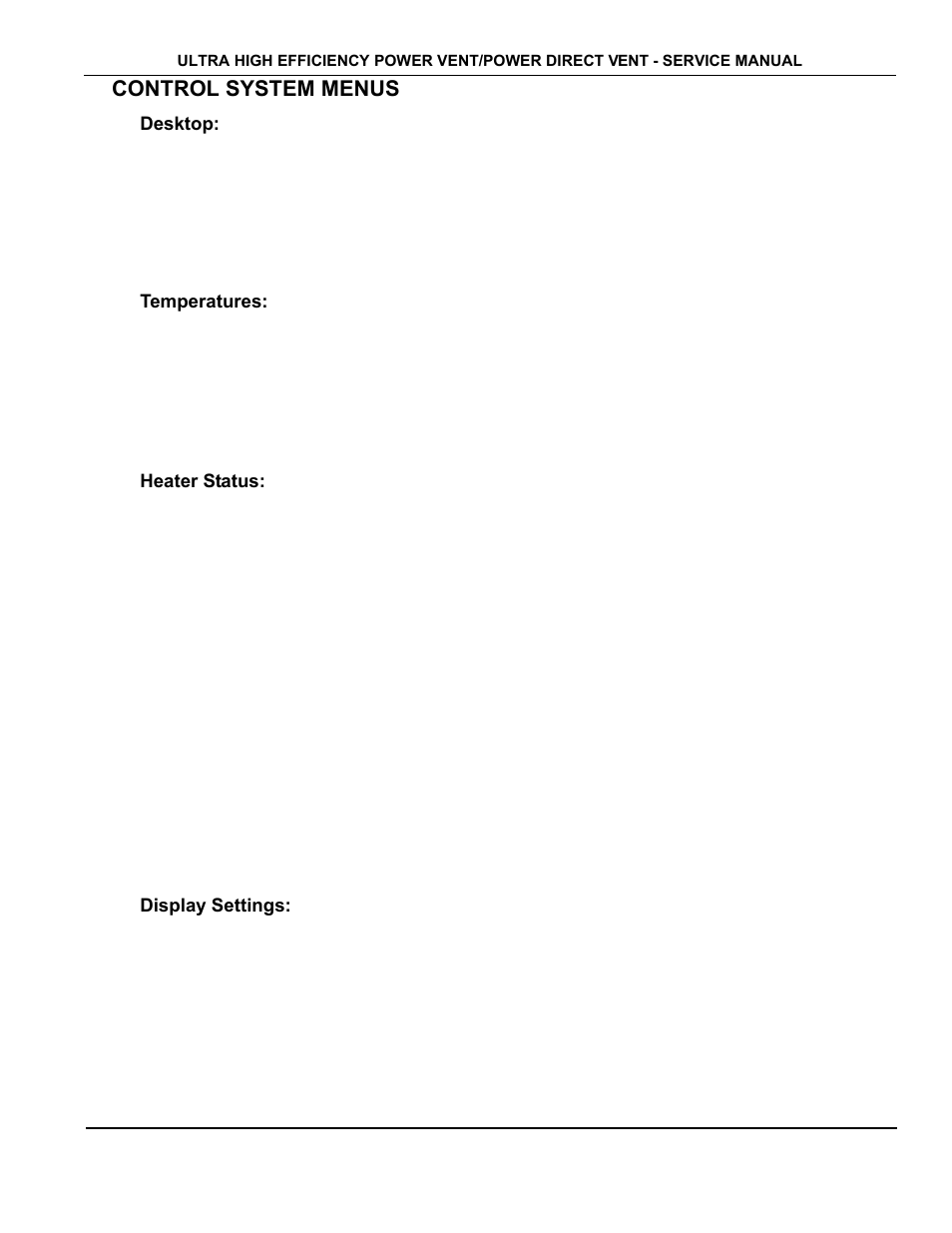 Control system menus | State Industries GP650YTPDT User Manual | Page 34 / 54