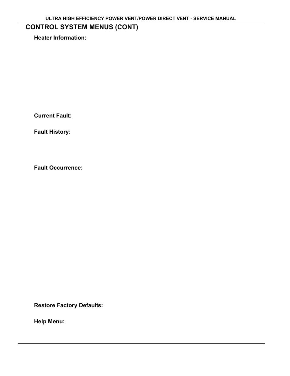 Control system menus (cont) | State Industries GP650YTPDT User Manual | Page 35 / 54