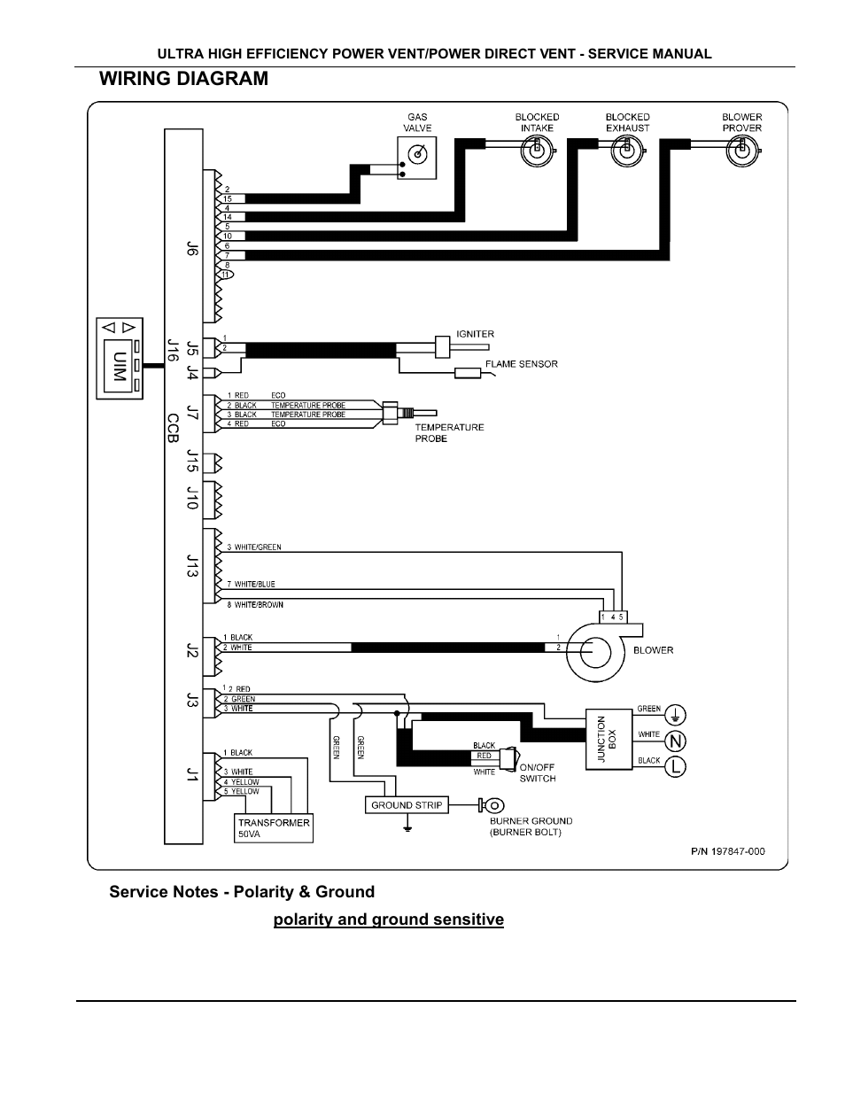 Wiring diagram, Service notes - polarity & ground | State Industries GP650YTPDT User Manual | Page 40 / 54