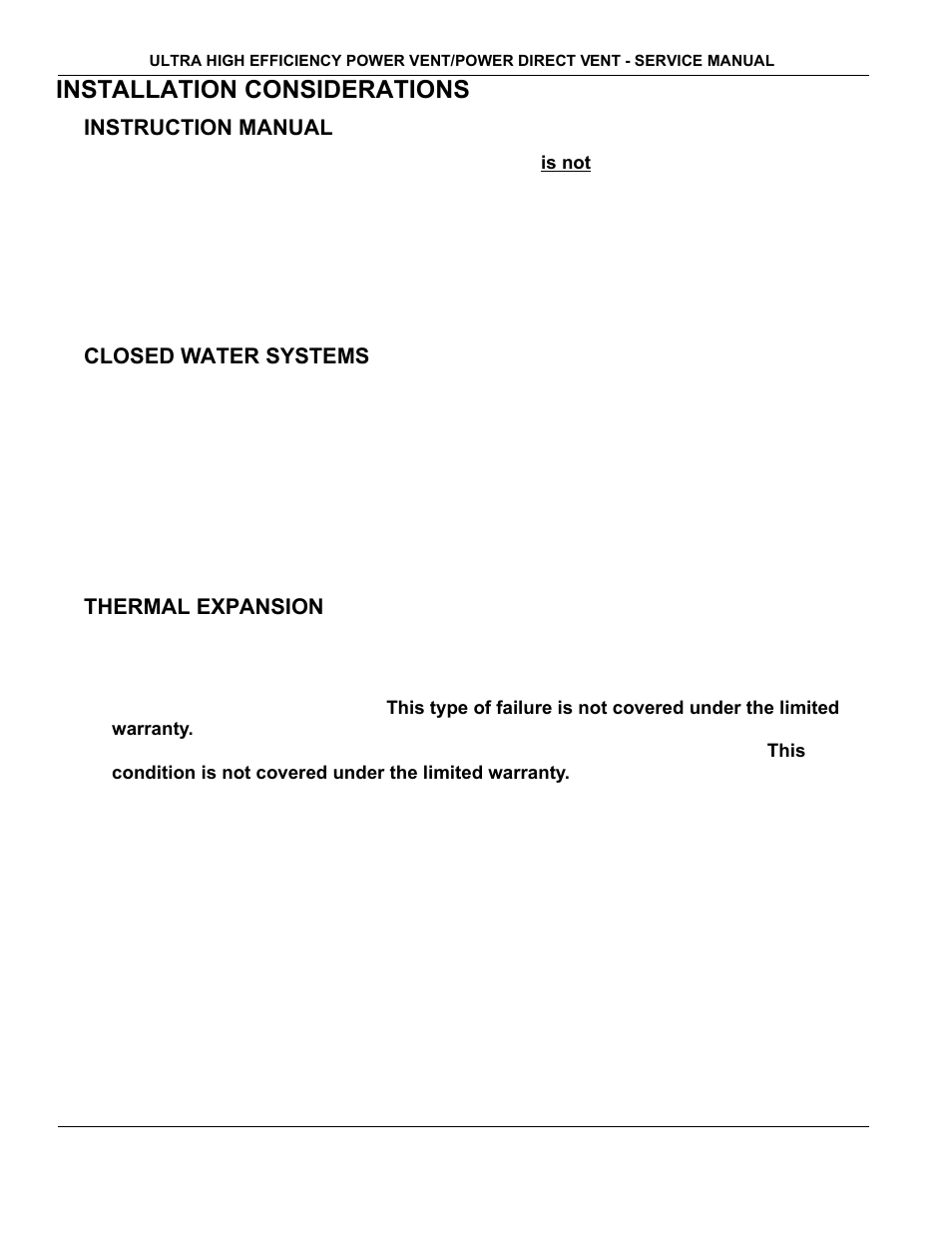 Installation considerations, Instruction manual, Closed water systems | Thermal expansion | State Industries GP650YTPDT User Manual | Page 5 / 54