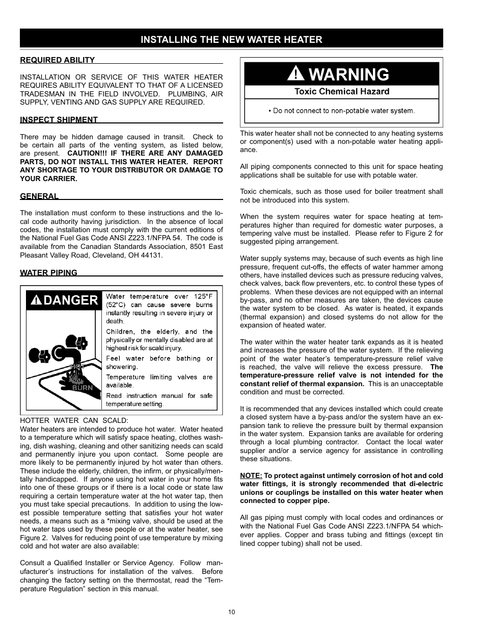 Installing the new water heater | State Industries 186589-001 User Manual | Page 10 / 32