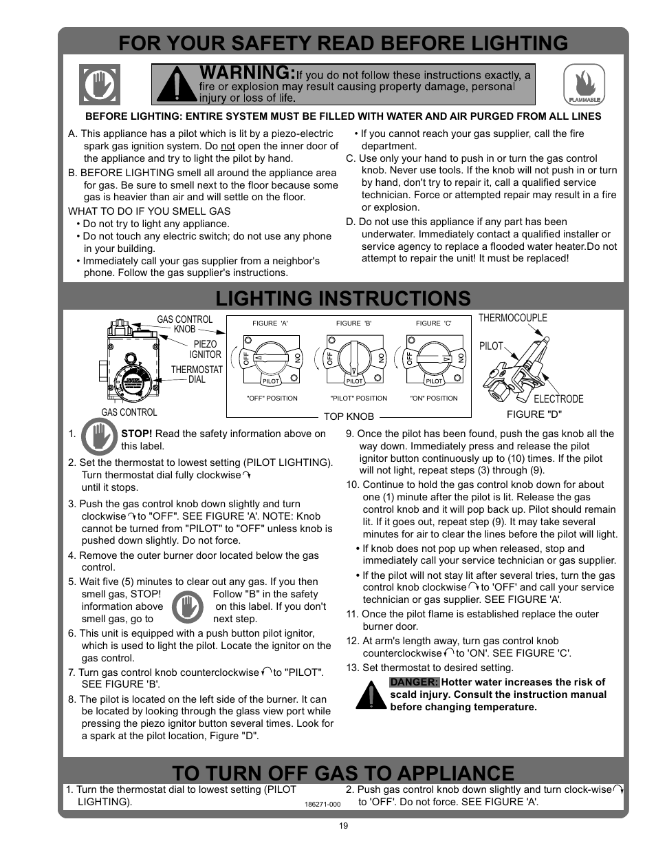 Lighting instructions, For your safety read before lighting | State Industries 186589-001 User Manual | Page 19 / 32