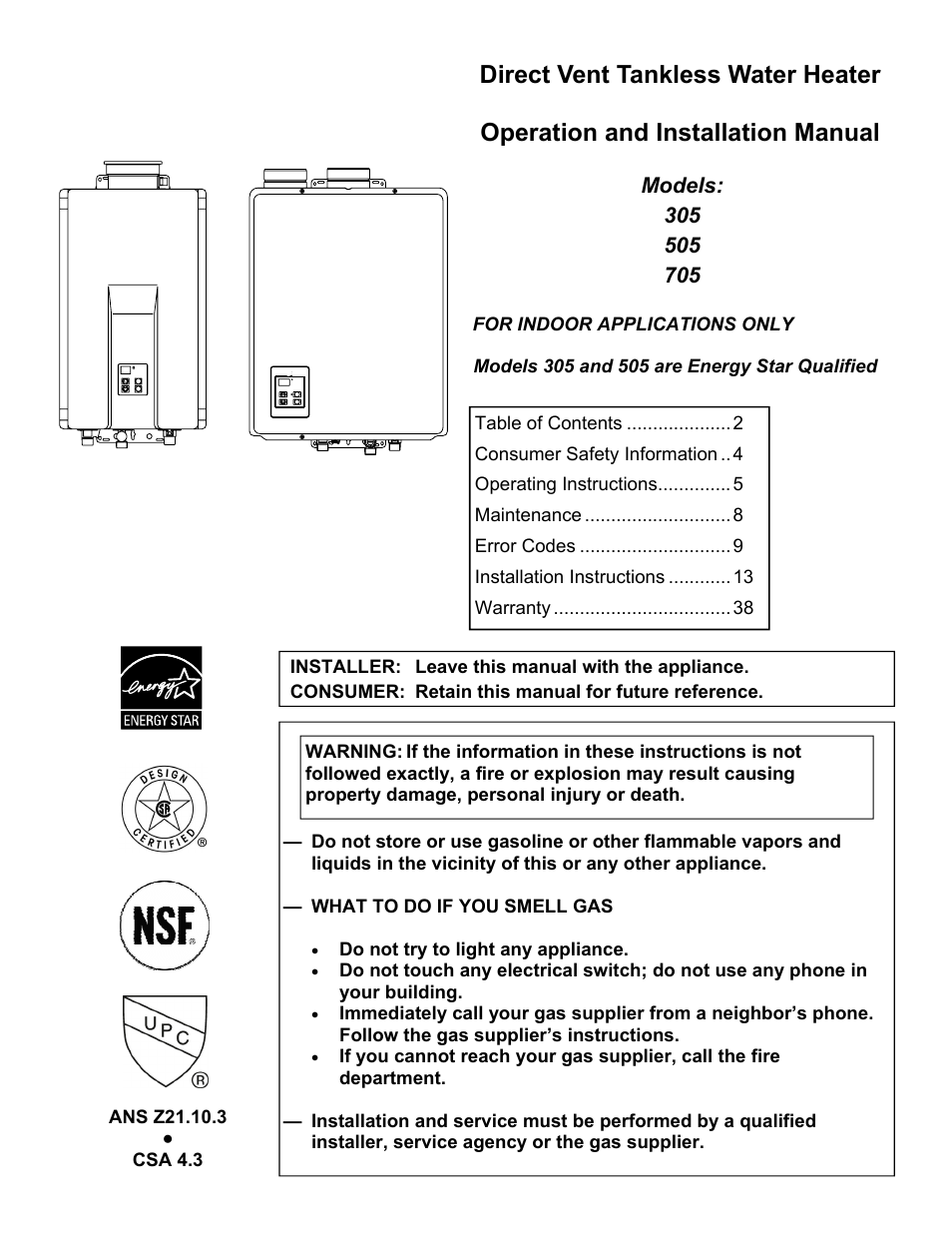 State Models: 305 User Manual | 40 pages