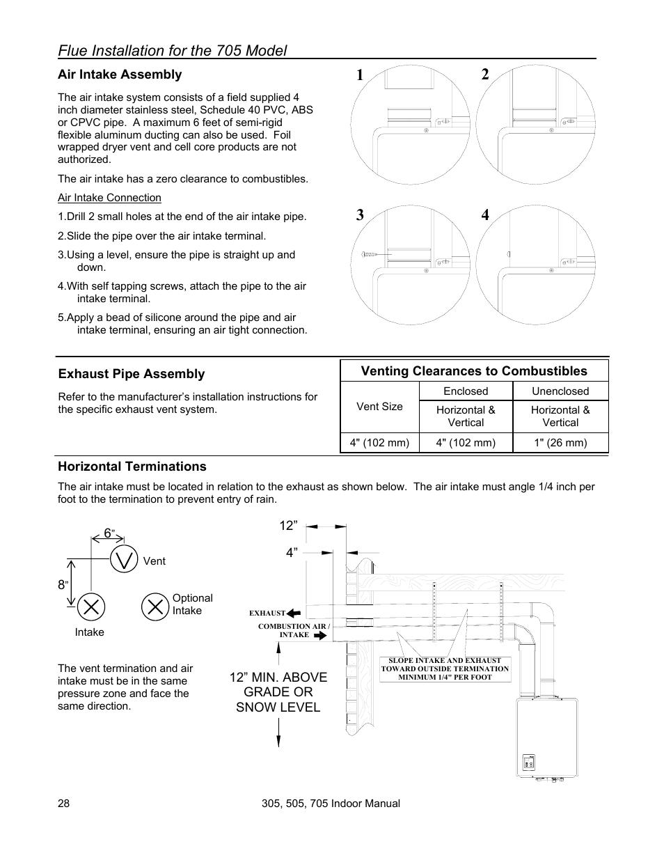 Flue installation for the 705 model | State Models: 305 User Manual | Page 28 / 40