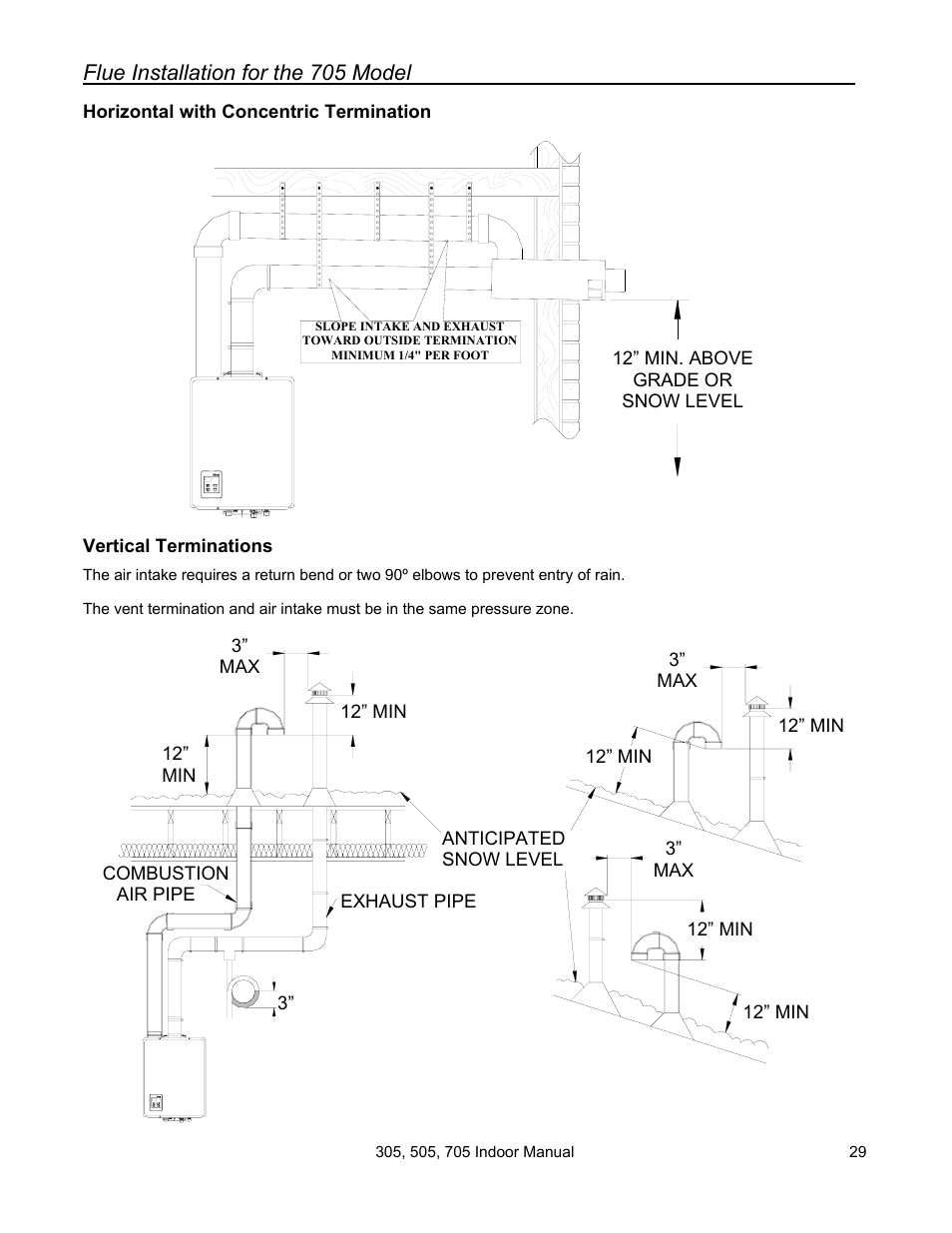 Flue installation for the 705 model | State Models: 305 User Manual | Page 29 / 40